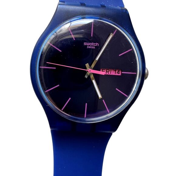 Swatch Other - Vintage Swatch Watch Blue #129 Swiss Made Excellent Condition Day And Time